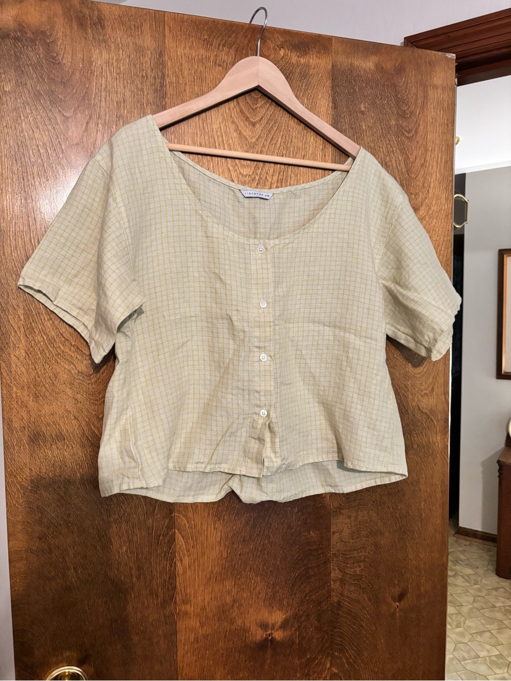Linenfox Plaid Button-Front Crop Top